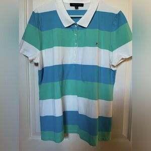 Striped Polo Shirt - Blue, Green, White